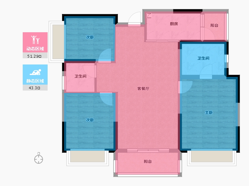 四川省-成都市-润扬观澜鹭岛-84.49-户型库-动静分区