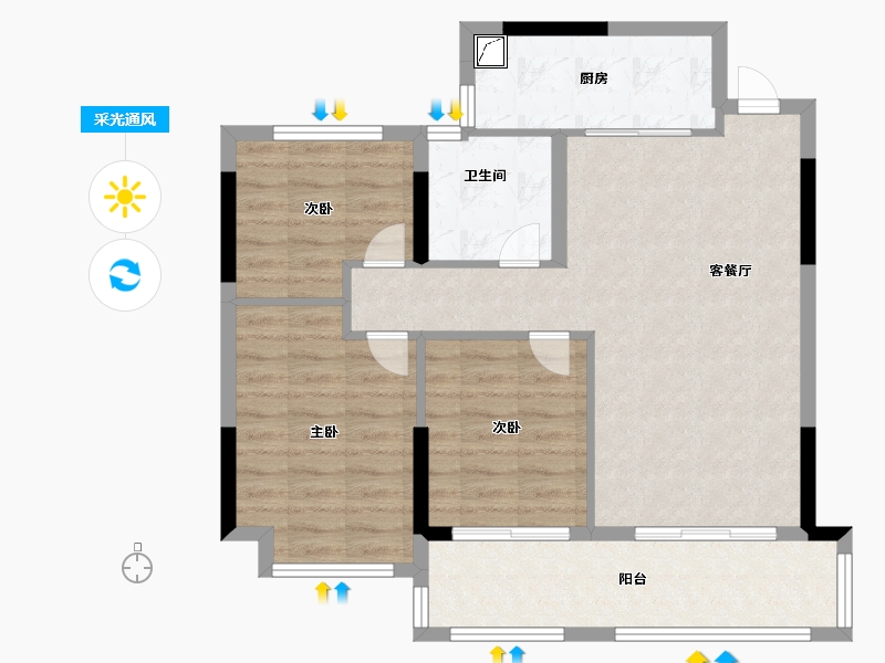 福建省-福州市-凯景·又一城-80.00-户型库-采光通风