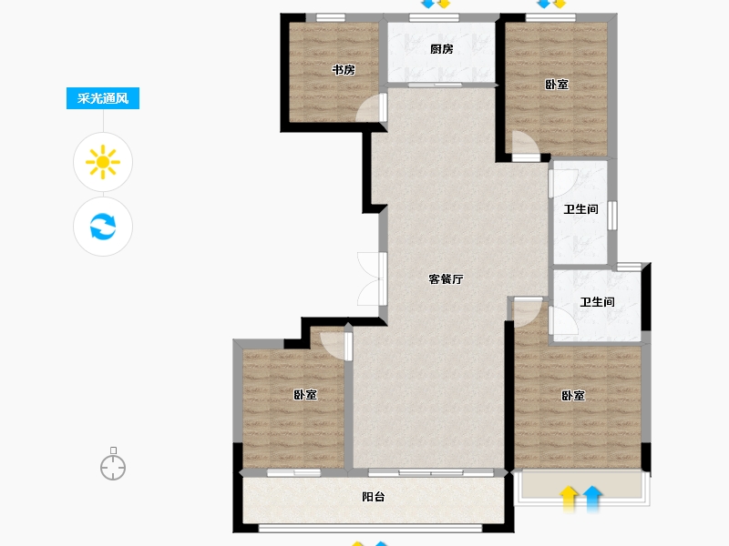 山东省-潍坊市-辰隆天玺城-116.15-户型库-采光通风