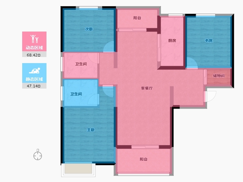 陕西省-西安市-阳光城翡丽曲江-103.20-户型库-动静分区