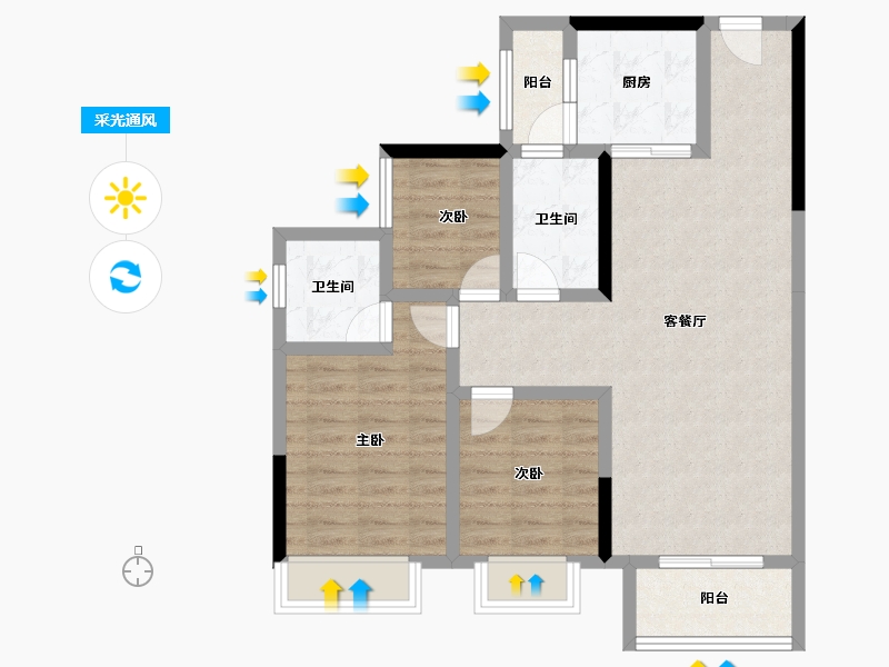 四川省-成都市-云上旅游度假区-78.64-户型库-采光通风