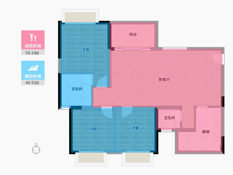 四川省-成都市-润扬观澜鹭岛-86.74-户型库-动静分区