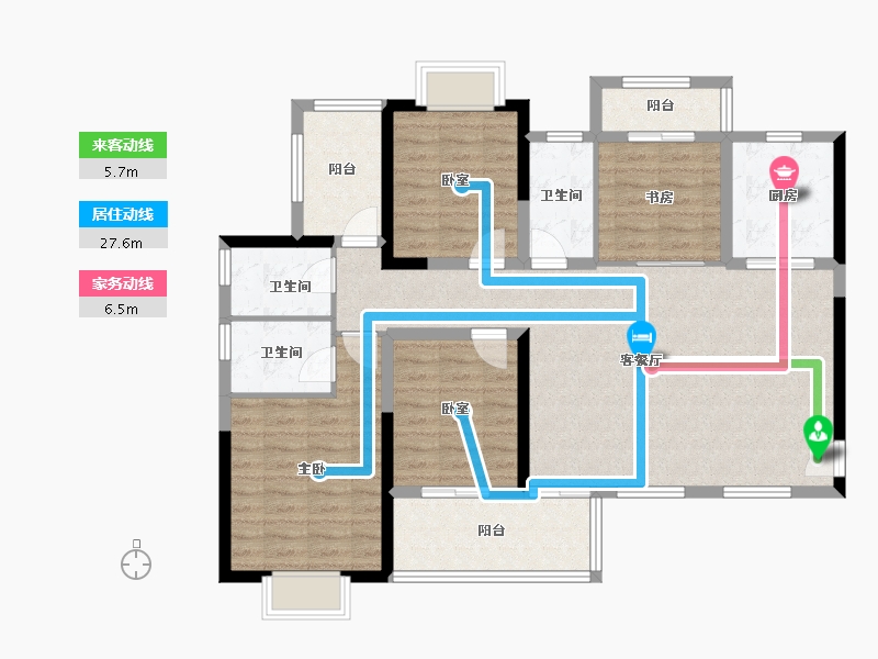 湖南省-长沙市-南璟滨江书苑-112.14-户型库-动静线