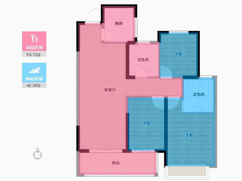 云南省-昆明市-安宁吾悦广场-91.20-户型库-动静分区