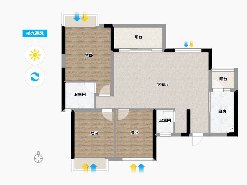 四川省-成都市-润扬观澜鹭岛-88.44-户型库-采光通风