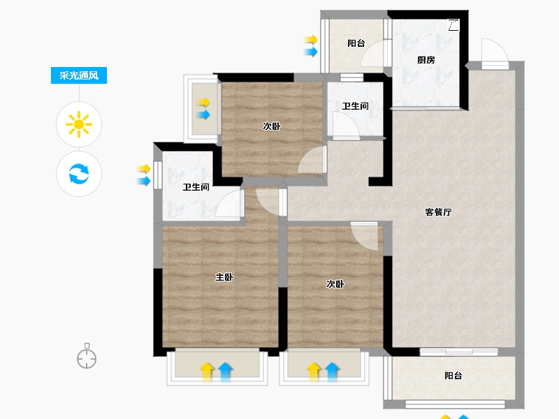 四川省-成都市-润扬观澜鹭岛-81.22-户型库-采光通风