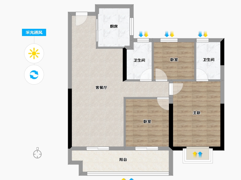 浙江省-金华市-云璟园-79.20-户型库-采光通风