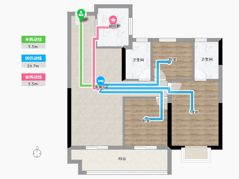 浙江省-金华市-云璟园-79.20-户型库-动静线