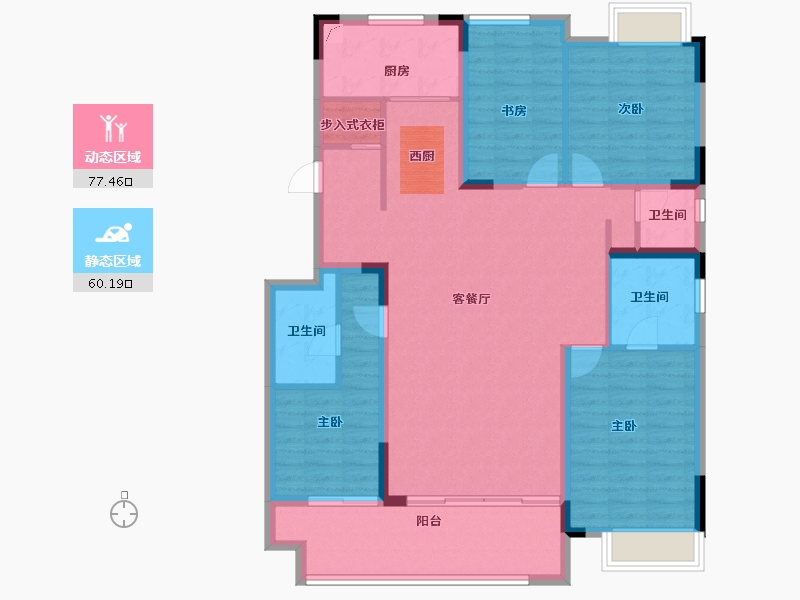 湖南省-长沙市-弘阳昕悦府-124.17-户型库-动静分区