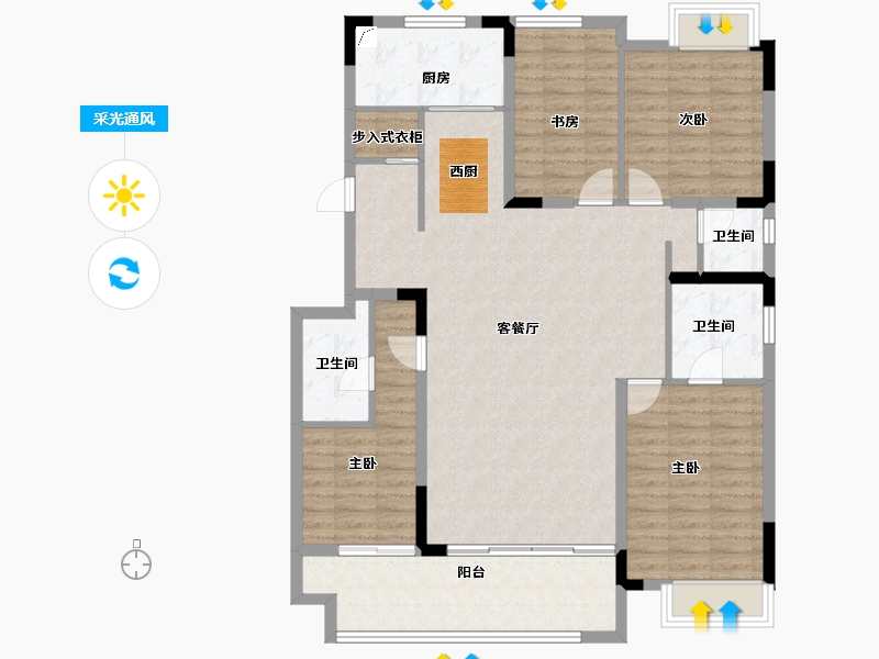 湖南省-长沙市-弘阳昕悦府-124.17-户型库-采光通风