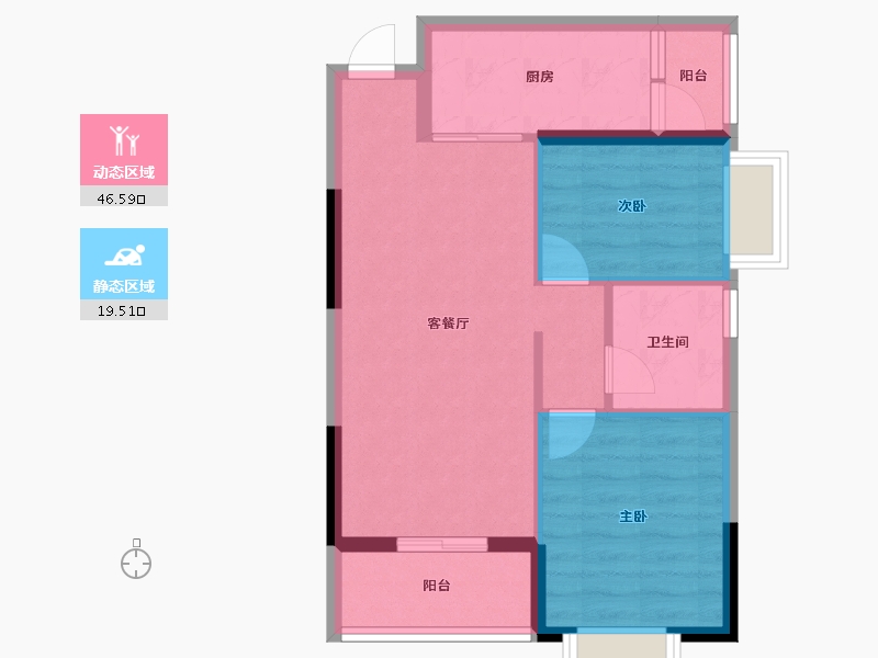 重庆-重庆市-恒大锦城-58.98-户型库-动静分区