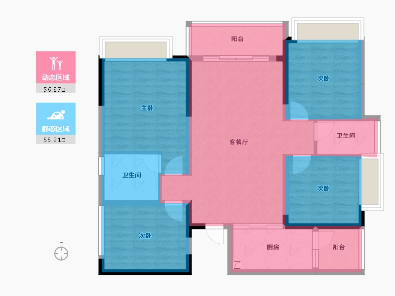 四川省-成都市-润扬观澜鹭岛-99.72-户型库-动静分区