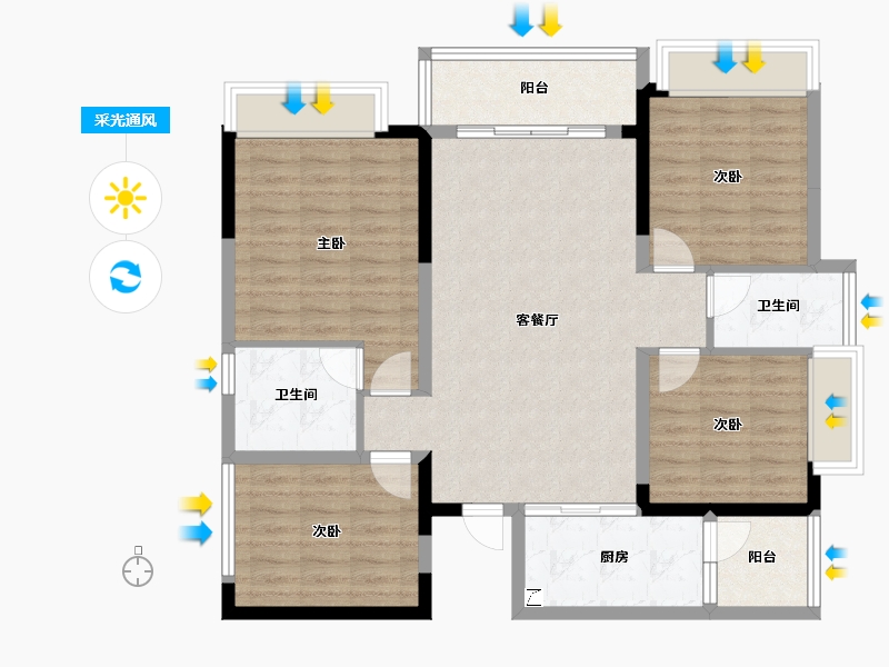 四川省-成都市-润扬观澜鹭岛-99.72-户型库-采光通风