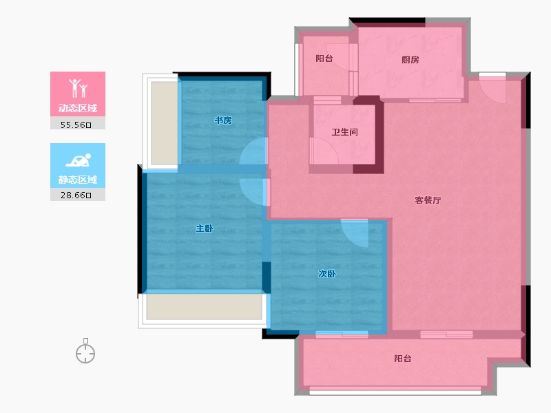 重庆-重庆市-顺山望江府-74.40-户型库-动静分区