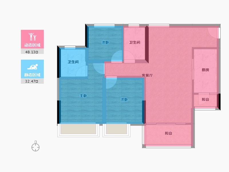 四川省-成都市-云上旅游度假区-71.39-户型库-动静分区