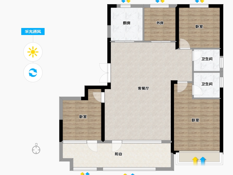 山东省-潍坊市-春光里-114.41-户型库-采光通风