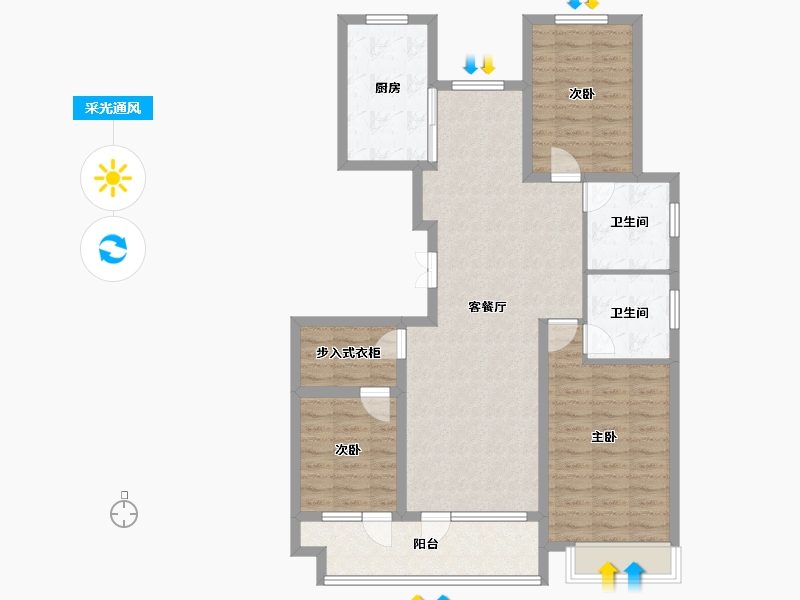 山东省-青岛市-海悦湾-104.00-户型库-采光通风