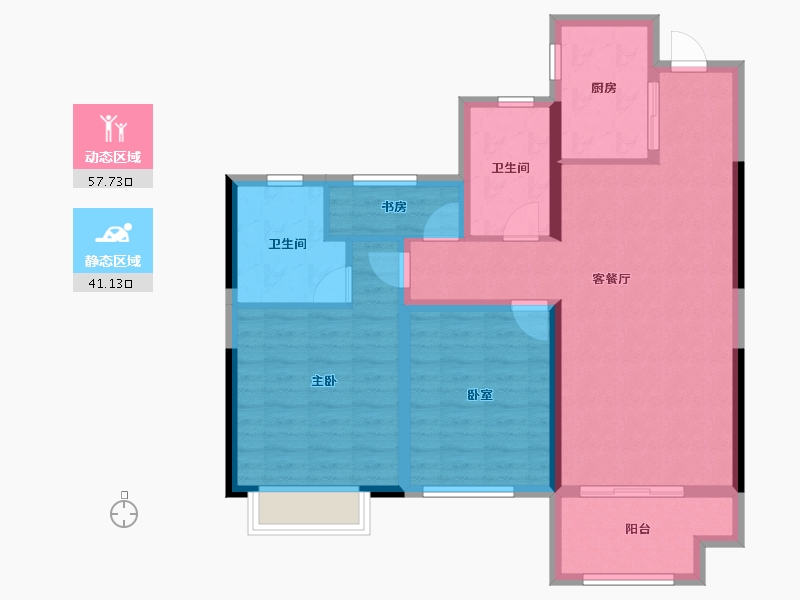 浙江省-金华市-中汽汽车城丽晶湾-88.28-户型库-动静分区