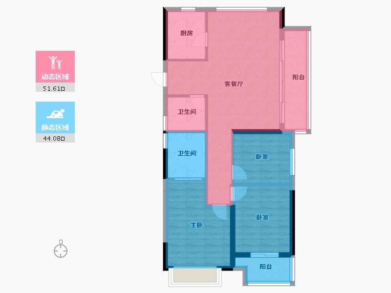 浙江省-金华市-商城锦绣朝阳-86.40-户型库-动静分区