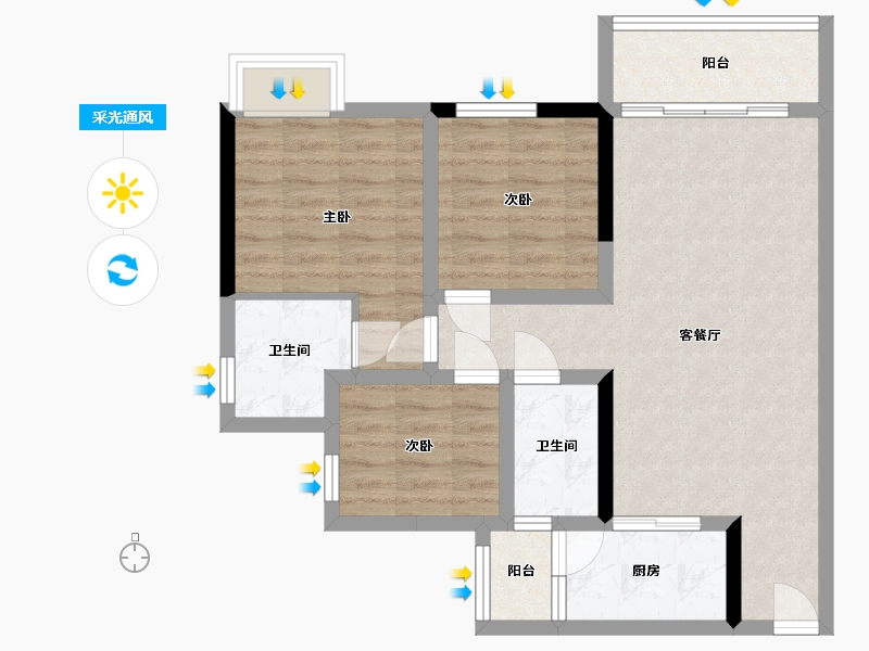 四川省-南充市-嘉洲华郡-82.24-户型库-采光通风