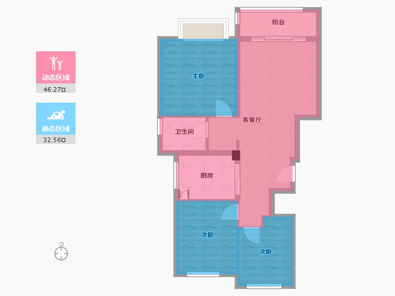 浙江省-金华市-金地湖塘月色-70.00-户型库-动静分区