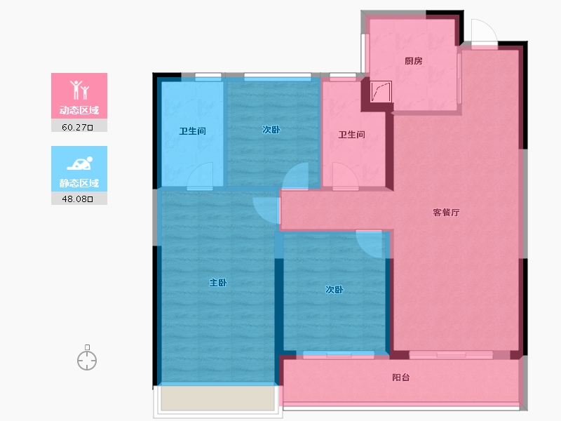 浙江省-金华市-交投绿城柳岸晓风-97.61-户型库-动静分区