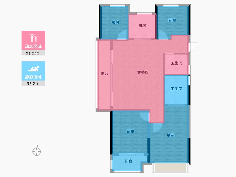 浙江省-金华市-商城锦绣朝阳-94.40-户型库-动静分区