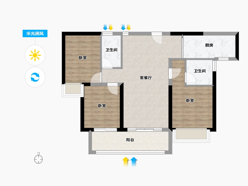 广东省-惠州市-碧桂园臻山府-80.86-户型库-采光通风