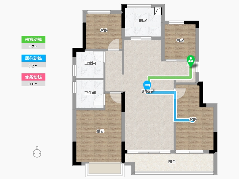 浙江省-金华市-绿城沁园-92.01-户型库-动静线