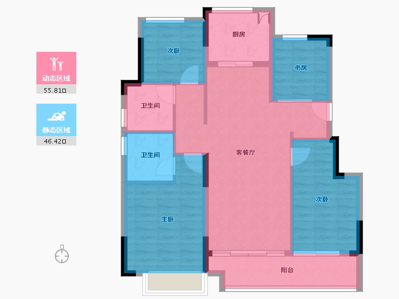 浙江省-金华市-绿城沁园-92.01-户型库-动静分区