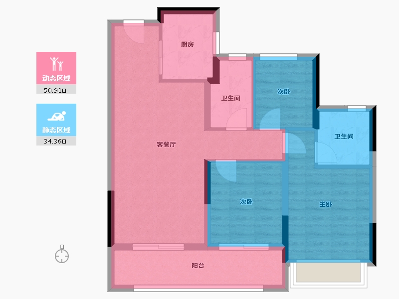 浙江省-绍兴市-元垄紫辰府-76.00-户型库-动静分区