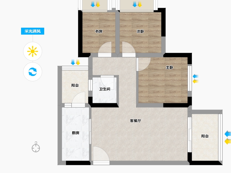 重庆-重庆市-金科南山-57.48-户型库-采光通风