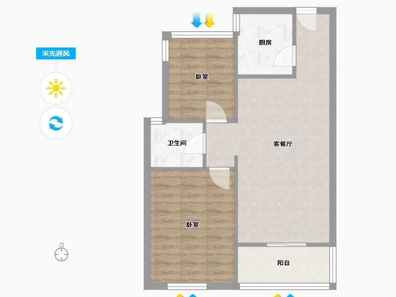 河南省-郑州市-理想名家-58.40-户型库-采光通风