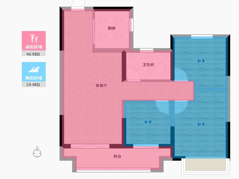 浙江省-金华市-商城锦绣朝阳-70.66-户型库-动静分区