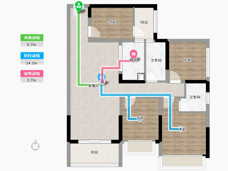 广东省-湛江市-科恒 荟景湾-79.57-户型库-动静线