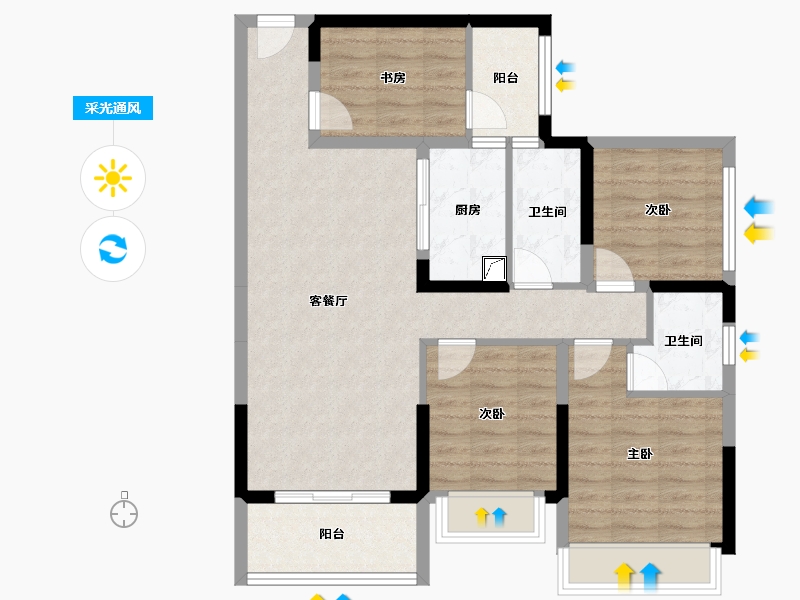 广东省-湛江市-科恒 荟景湾-79.57-户型库-采光通风