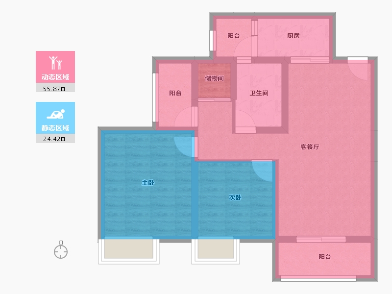 重庆-重庆市-大足港城铜锣湾-70.51-户型库-动静分区