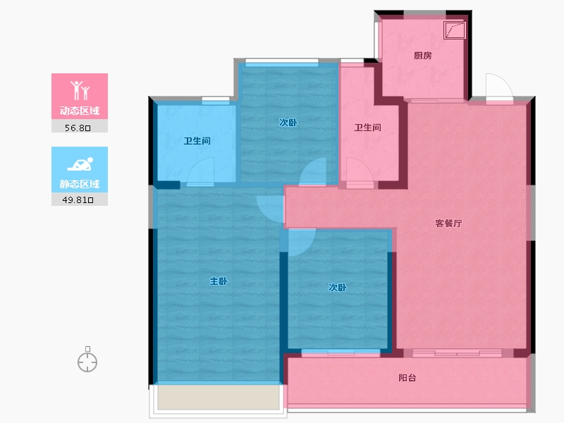 浙江省-金华市-交投绿城柳岸晓风-96.00-户型库-动静分区