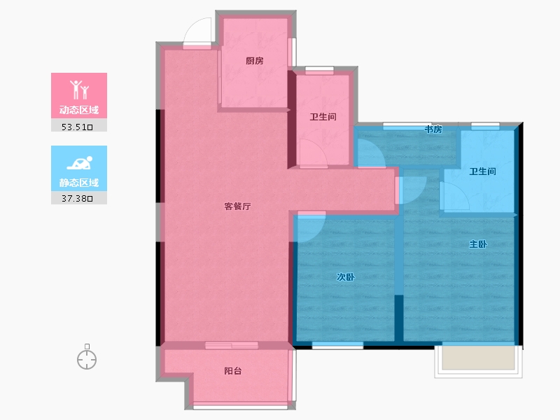 浙江省-金华市-中汽汽车城丽晶湾-80.80-户型库-动静分区