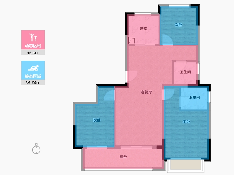 浙江省-金华市-金地湖塘月色售楼处-80.00-户型库-动静分区