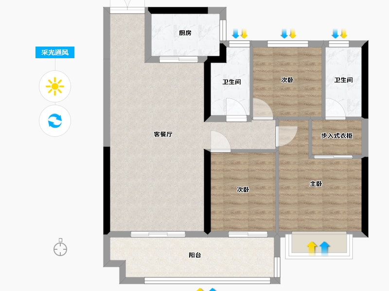 湖北省-十堰市-汉成国宾府-89.00-户型库-采光通风