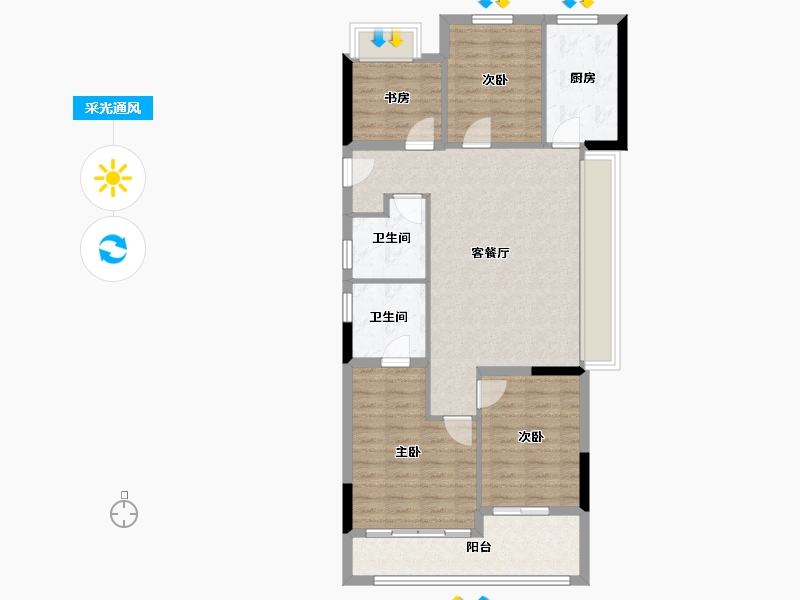 浙江省-绍兴市-元垄紫辰府-92.00-户型库-采光通风