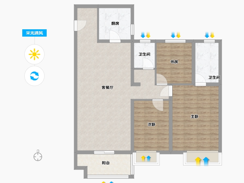 山东省-济南市-金地湖城风华-94.00-户型库-采光通风