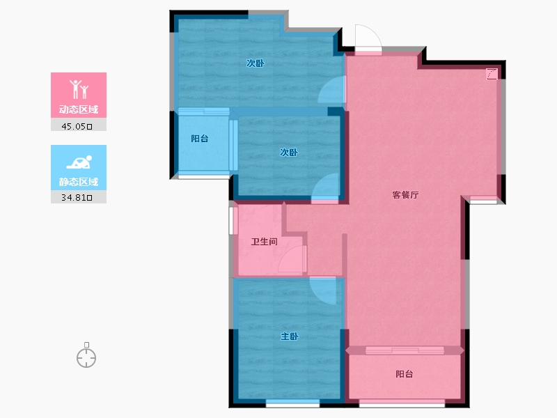 浙江省-金华市-宾虹星城-71.20-户型库-动静分区