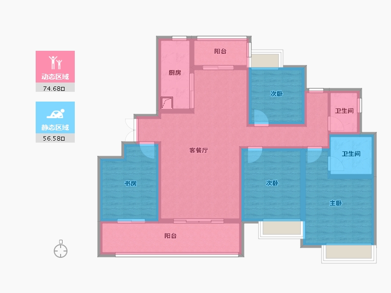 陕西省-汉中市-中央御府-141.00-户型库-动静分区