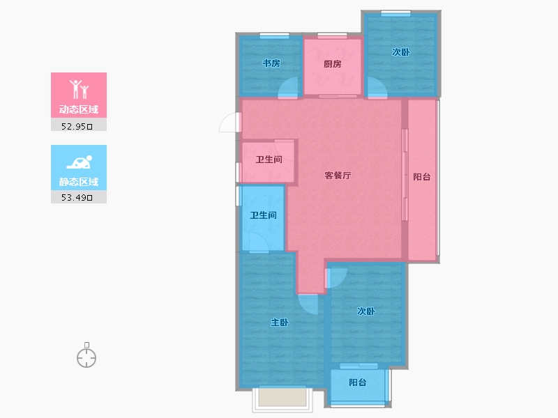 浙江省-金华市-上坤碧桂园云起峰境-95.99-户型库-动静分区