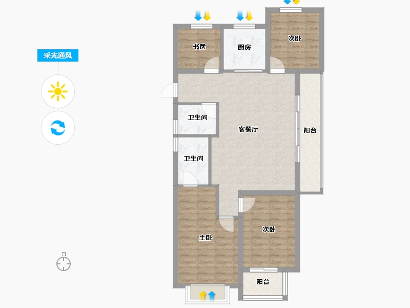 浙江省-金华市-上坤碧桂园云起峰境-95.99-户型库-采光通风