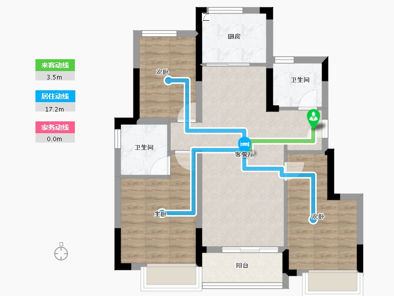 浙江省-金华市-绿城沁园-72.00-户型库-动静线