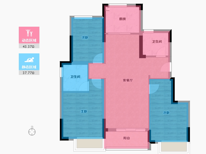 浙江省-金华市-绿城沁园-72.00-户型库-动静分区