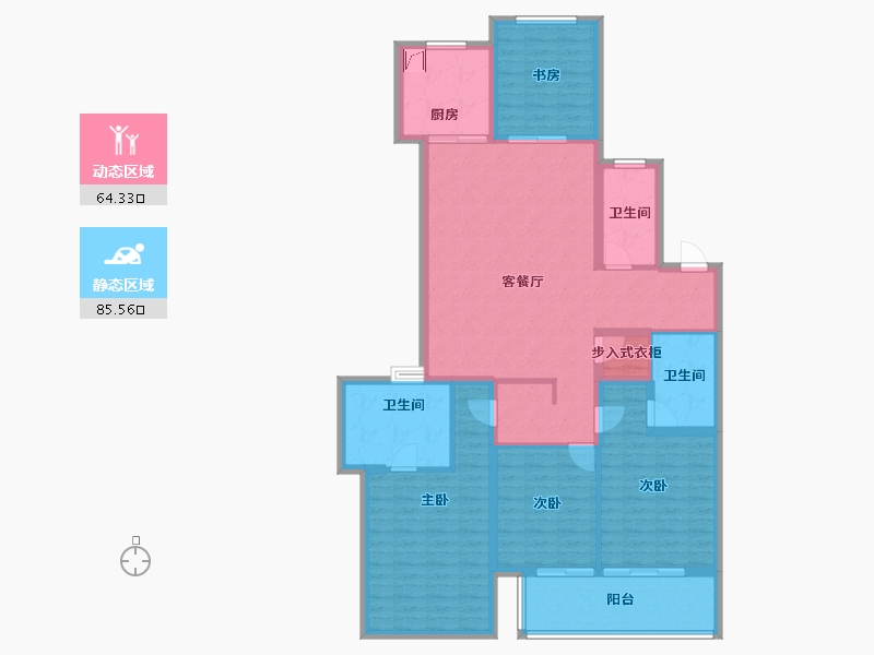 江苏省-无锡市-万科翡翠东方-134.83-户型库-动静分区